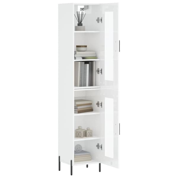 vidaXL Highboard høyglans hvit 34,5x34x180 cm konstruert tre