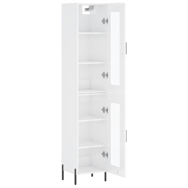 vidaXL Highboard høyglans hvit 34,5x34x180 cm konstruert tre