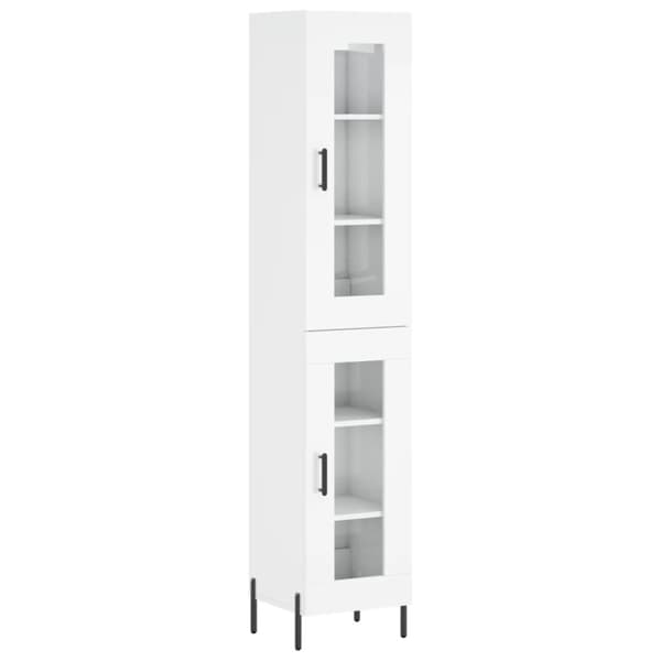 vidaXL Highboard høyglans hvit 34,5x34x180 cm konstruert tre