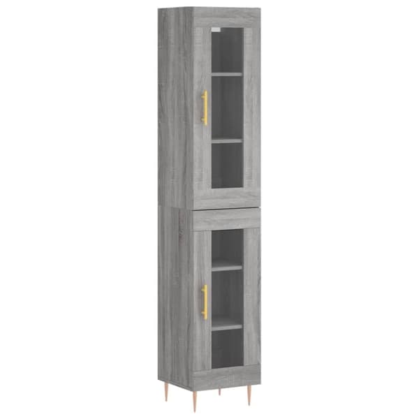 vidaXL Highboard grå sonoma 34,5x34x180 cm konstruert tre