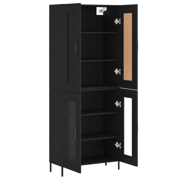 vidaXL højskab 69,5x34x180 cm konstrueret træ sort