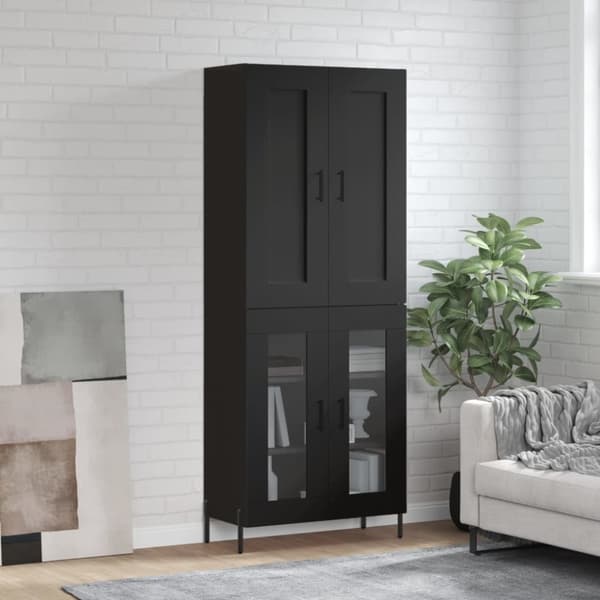 vidaXL højskab 69,5x34x180 cm konstrueret træ sort