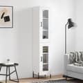 Miniatyrbilde 2 av 11: vidaXL Highboard hvit 34,5x34x180 cm konstruert tre