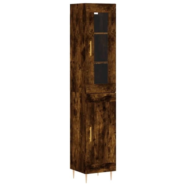 vidaXL Highboard røkt eik 34,5x34x180 cm konstruert tre