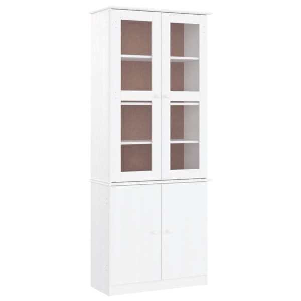 vidaXL vitrineskab ALTA 77x35x186,5 massivt fyrretræ hvid