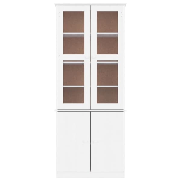vidaXL Vitrinskåp ALTA 77x35x186,5 cm vit massiv furu