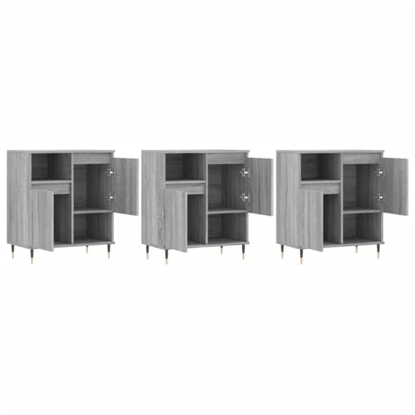 vidaXL Senkit 3 kpl harmaa Sonoma tekninen puu