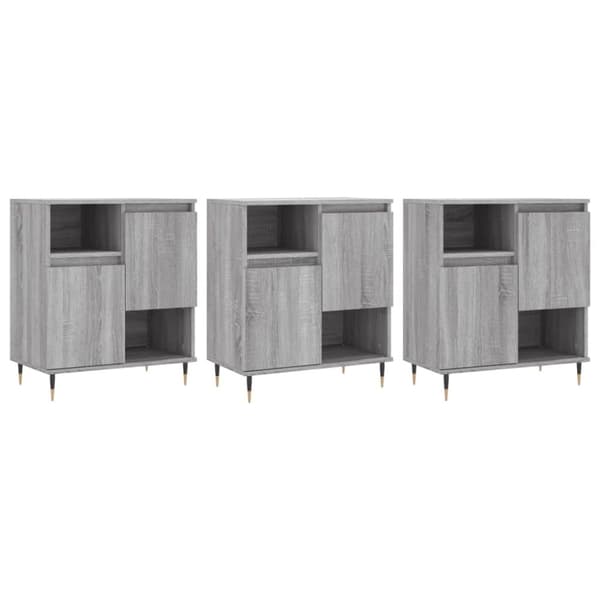 vidaXL Senkit 3 kpl harmaa Sonoma tekninen puu