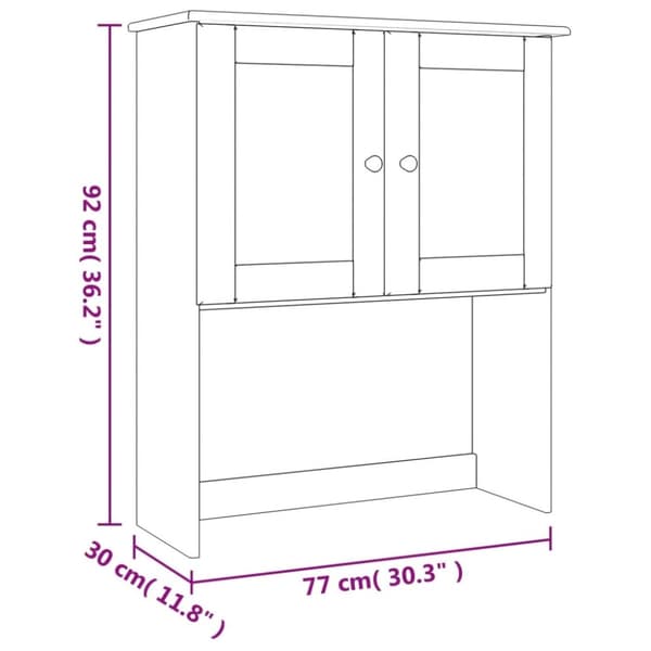 vidaXL Topp til kommode ALTA hvit 77x30x92 cm heltre furu
