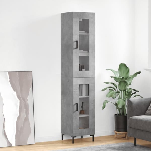 vidaXL Kaappi betoninharmaa 34,5x34x180 cm tekninen puu