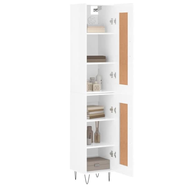 vidaXL Highboard høyglans hvit 34,5x34x180 cm konstruert tre