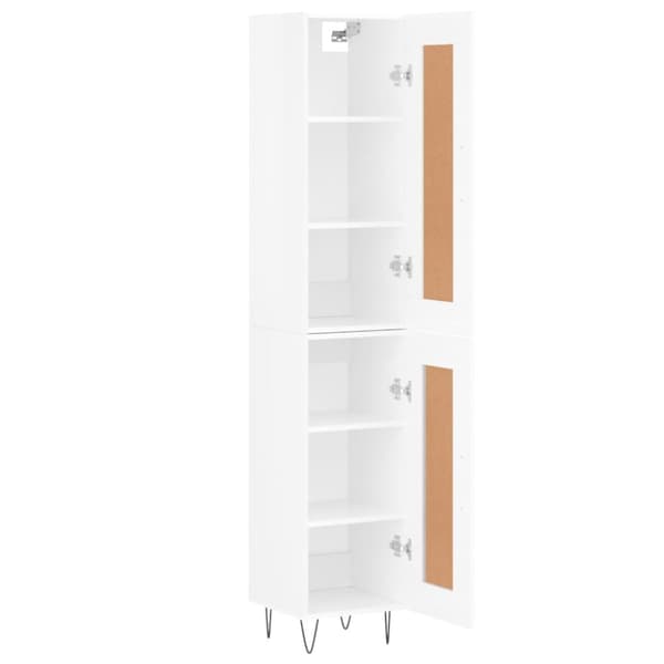 vidaXL Highboard høyglans hvit 34,5x34x180 cm konstruert tre