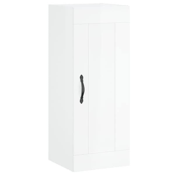 vidaXL Highboard høyglans hvit 34,5x34x180 cm konstruert tre