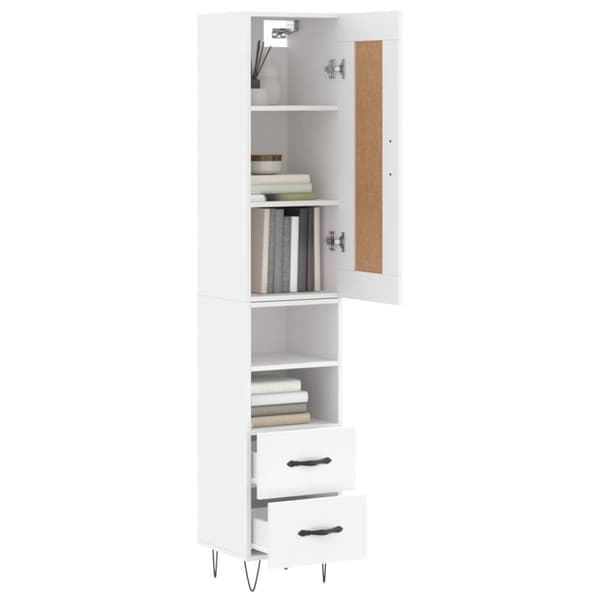vidaXL Highboard hvit 34,5x34x180 cm konstruert tre