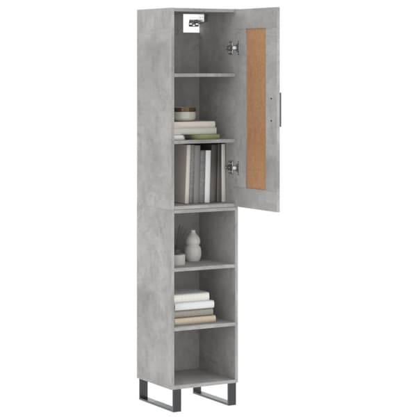 vidaXL Highboard betonggrå 34,5x34x180 cm konstruert tre