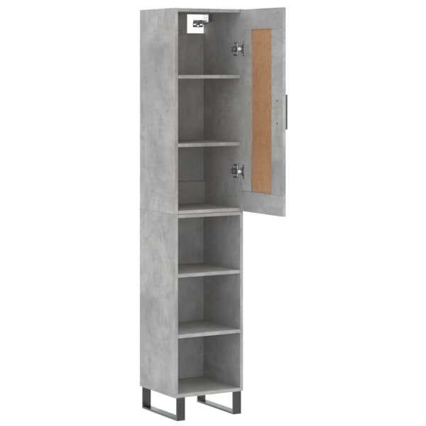 vidaXL Highboard betonggrå 34,5x34x180 cm konstruert tre