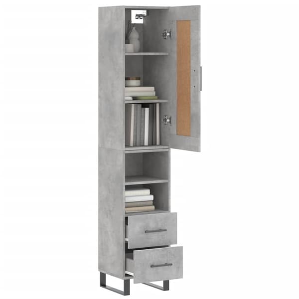 vidaXL Highboard betonggrå 34,5x34x180 cm konstruert tre