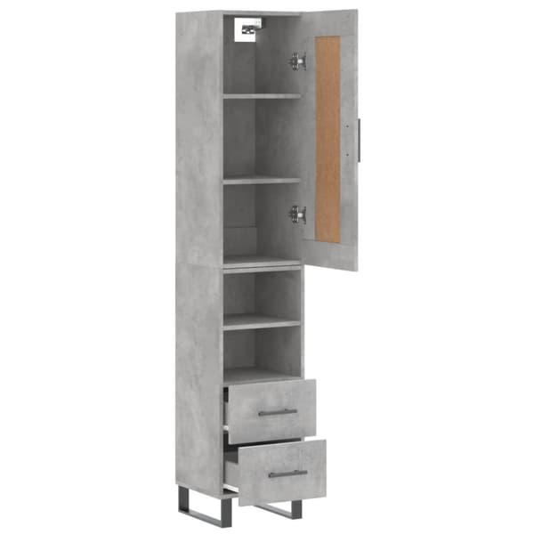 vidaXL Highboard betonggrå 34,5x34x180 cm konstruert tre