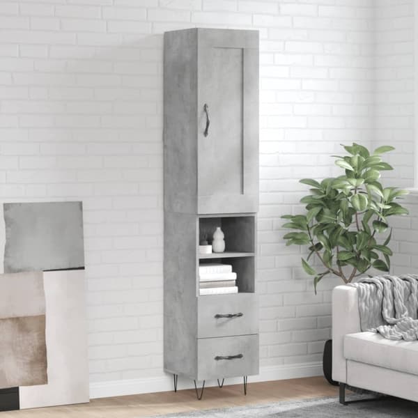 vidaXL skab 34,5x34x180 cm konstrueret træ betongrå