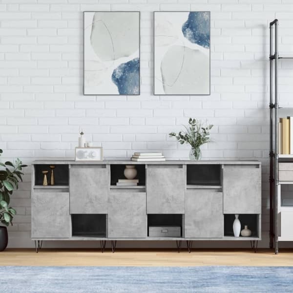 vidaXL Senkit 3 kpl betoninharmaa tekninen puu