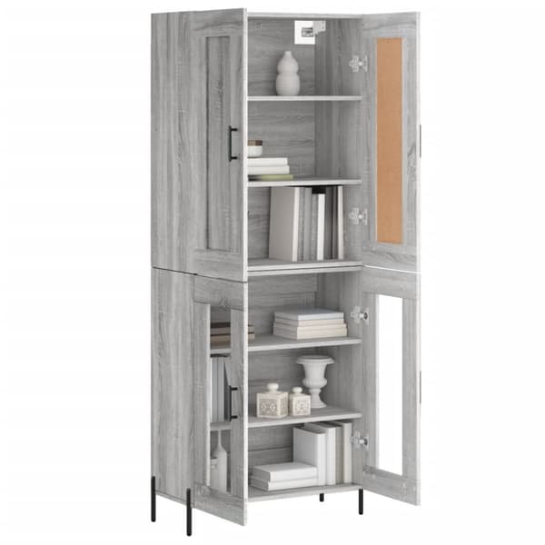 vidaXL Highboard grå sonoma 69,5x34x180 cm konstruert tre