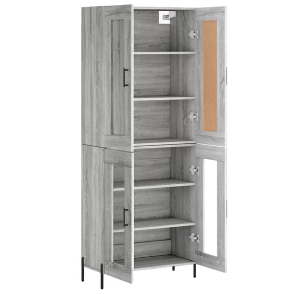 vidaXL højskab 69,5x34x180 cm konstrueret træ grå sonoma-eg