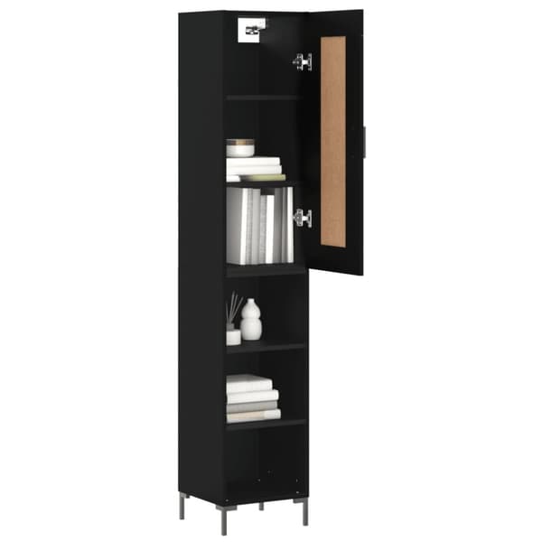 vidaXL Highboard svart 34,5x34x180 cm konstruert tre