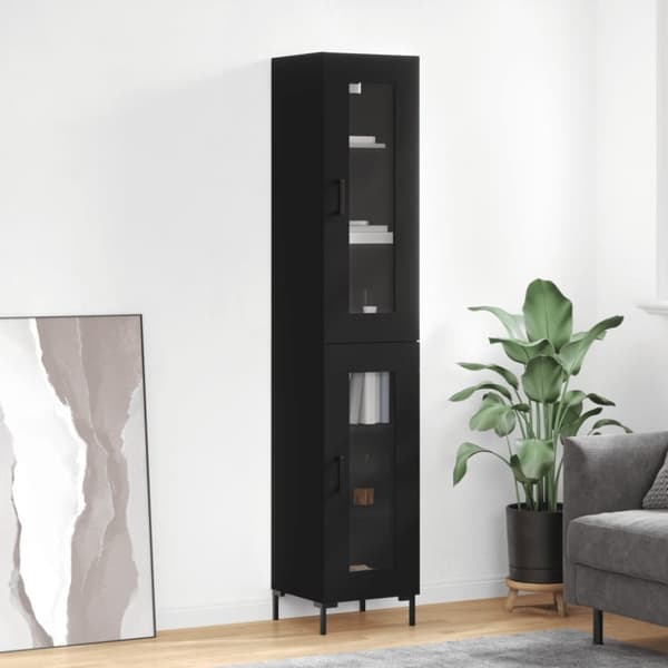 vidaXL Kaappi musta 34,5x34x180 cm tekninen puu