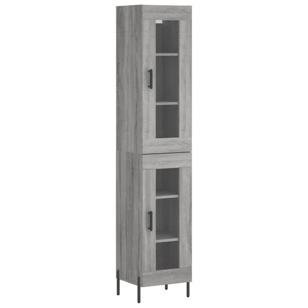 vidaXL Highboard grå sonoma 34,5x34x180 cm konstruert tre