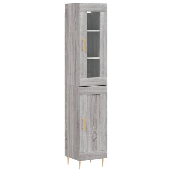 vidaXL højskab 34,5x34x180 cm konstrueret træ grå sonoma-eg