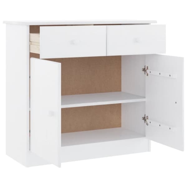 vidaXL skænk ALTA 77x35x73 cm massivt fyrretræ hvid