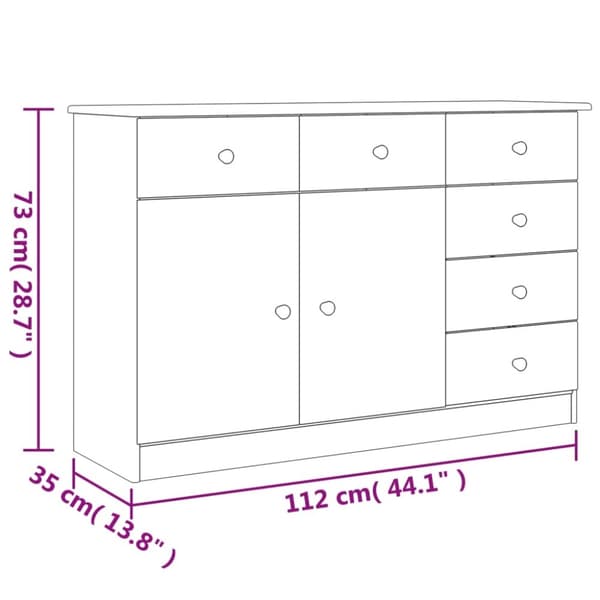 vidaXL Skänk ALTA vit 112x35x73 cm massiv furu