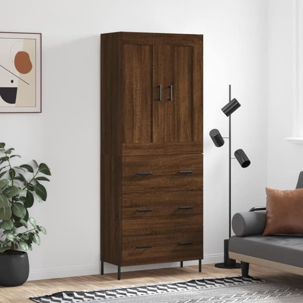 vidaXL højskab 69,5x34x180 cm konstrueret træ brun egetræsfarve