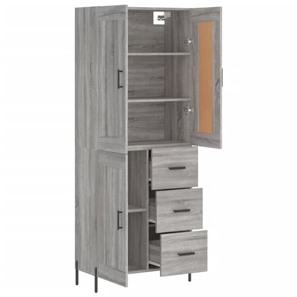 vidaXL højskab 69,5x34x180 cm konstrueret træ grå sonoma-eg