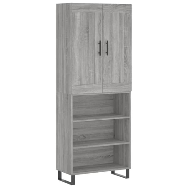 vidaXL højskab 69,5x34x180 cm konstrueret træ grå sonoma-eg