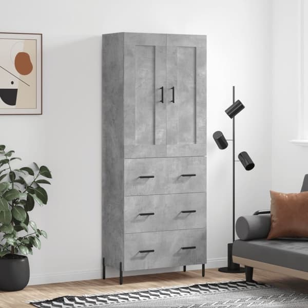 vidaXL højskab 69,5x34x180 cm konstrueret træ betongrå
