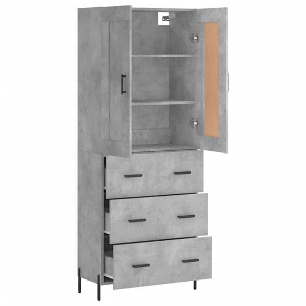 vidaXL Highboard betonggrå 69,5x34x180 cm konstruert tre