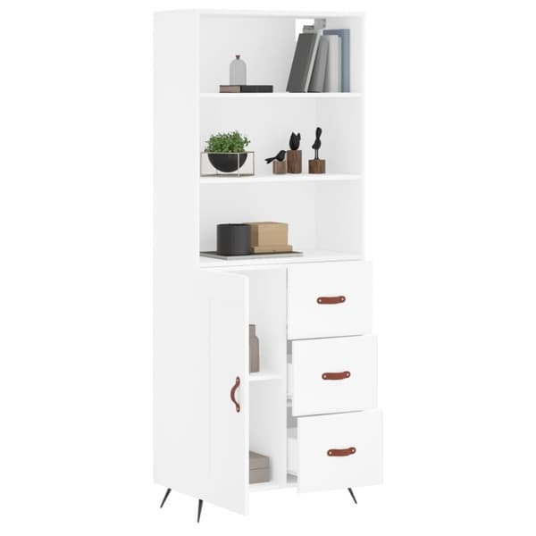 vidaXL højskab 69,5x34x180 cm konstrueret træ hvid