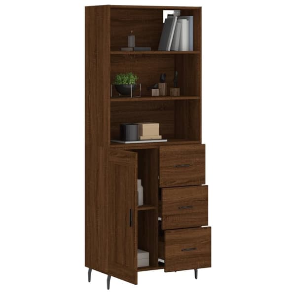vidaXL højskab 69,5x34x180 cm konstrueret træ brun egetræsfarve