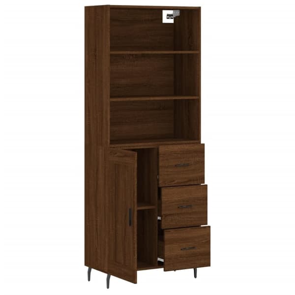 vidaXL højskab 69,5x34x180 cm konstrueret træ brun egetræsfarve