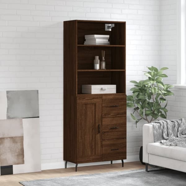 vidaXL højskab 69,5x34x180 cm konstrueret træ brun egetræsfarve