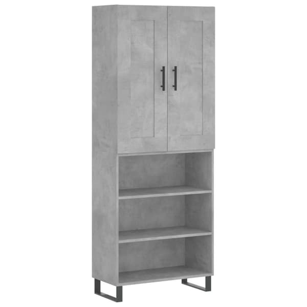 vidaXL Kaappi betoninharmaa 69,5x34x180 cm tekninen puu