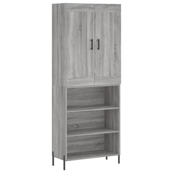vidaXL højskab 69,5x34x180 cm konstrueret træ grå sonoma-eg