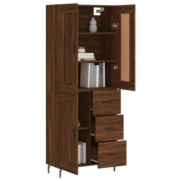 vidaXL Highboard brun eik 69,5x34x180 cm konstruert tre