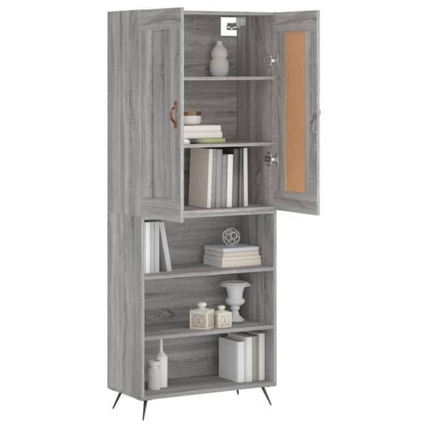 vidaXL Highboard grå sonoma 69,5x34x180 cm konstruert tre