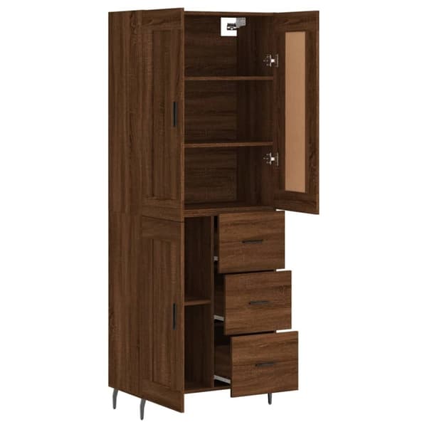 vidaXL højskab 69,5x34x180 cm konstrueret træ brun egetræsfarve