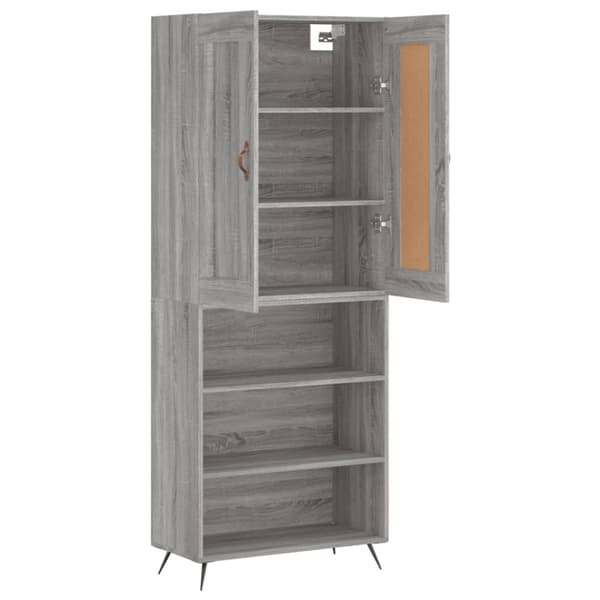 vidaXL højskab 69,5x34x180 cm konstrueret træ grå sonoma-eg