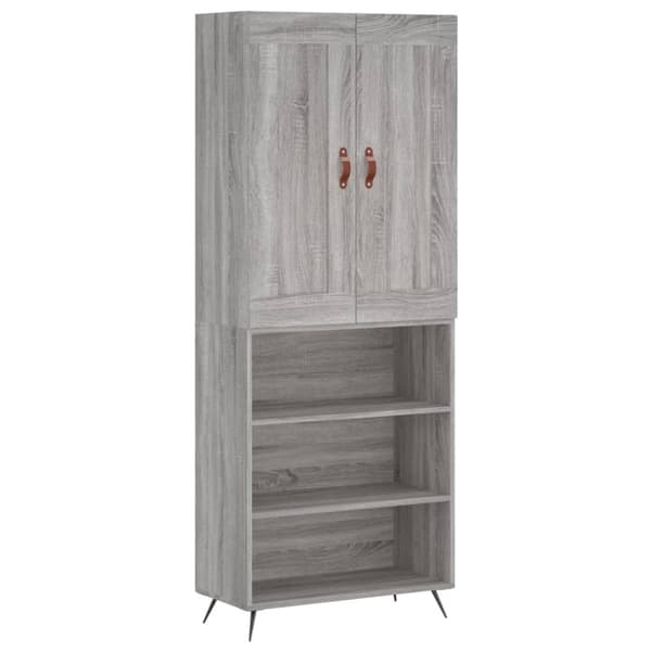 vidaXL højskab 69,5x34x180 cm konstrueret træ grå sonoma-eg