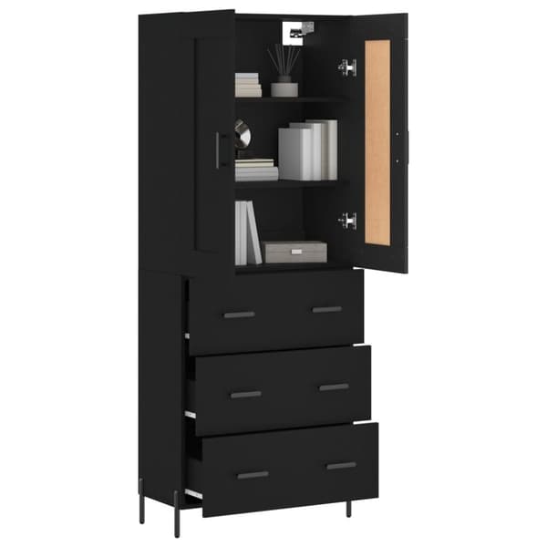 vidaXL højskab 69,5x34x180 cm konstrueret træ sort