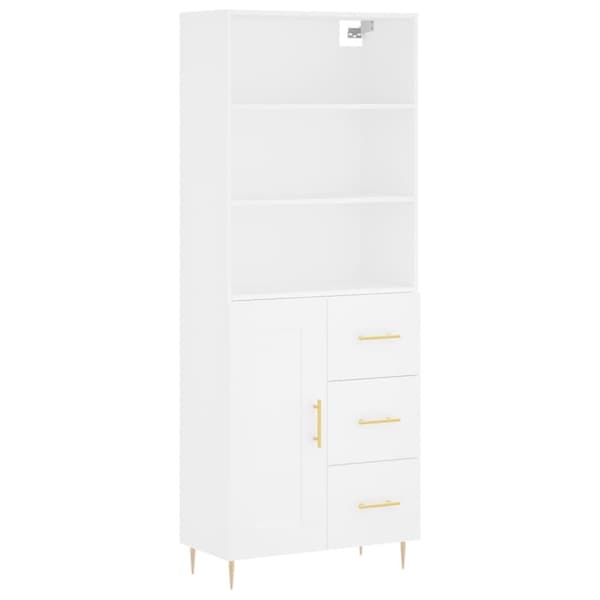vidaXL højskab 69,5x34x180 cm konstrueret træ hvid